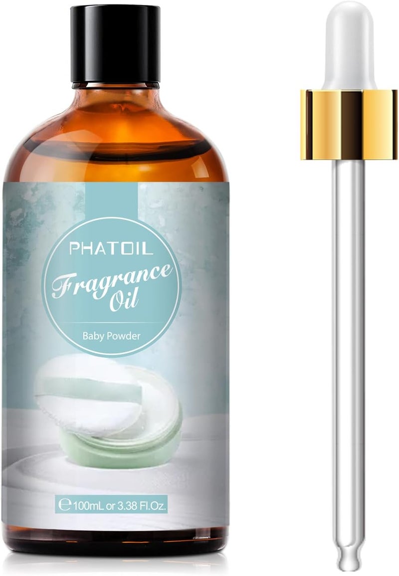 PHATOIL 3.38FL.OZ Baby Powder Fragrance Oils for Aromatherapy, Essential Oils for Diffusers for Home, Perfect for Diffuser, DIY Candle and Soap Making, DIY Scented Products - 100ml - Image 1